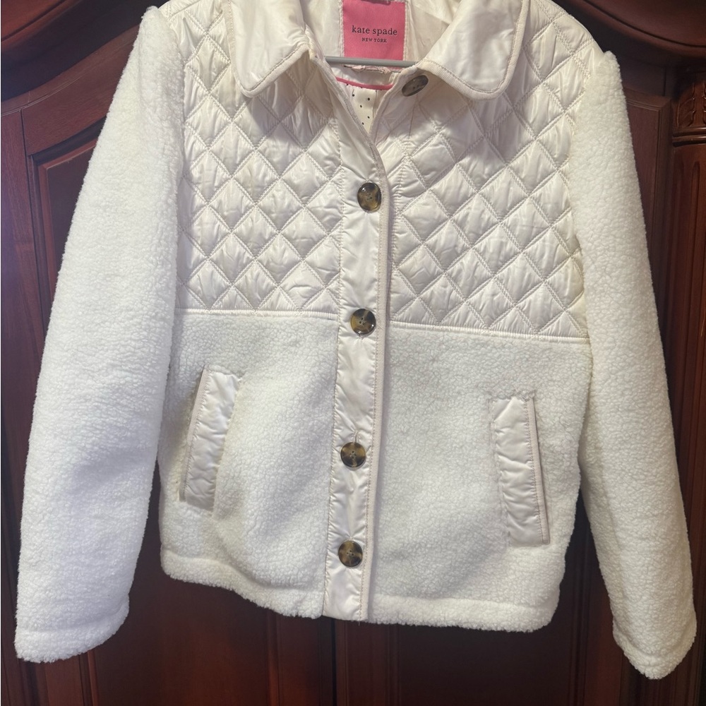 Kate Spade mixed media white Quilted Jacket
